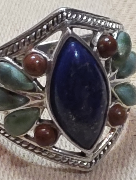 NAVAJO DESIGNER NED KLAH STERLING SILVER TURQUOISE NATIVE AMERICAN RING SZ 9 - Picture 6 of 7